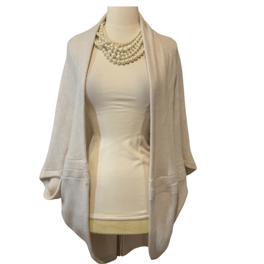 Light Cream Open-Front Womens Sweater Cardigan